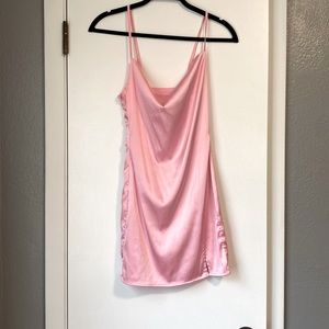 Pink Satin Bodycon Dress
